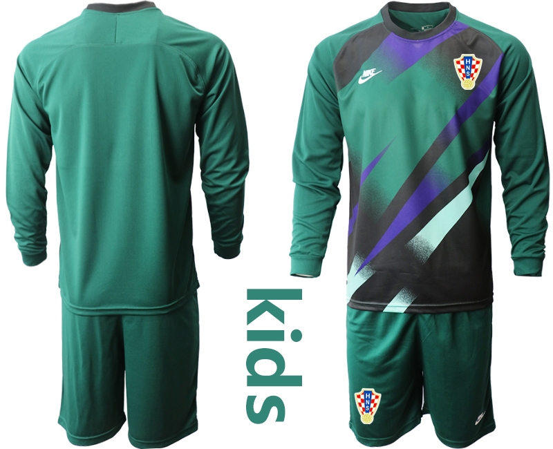 Youth 2021 European Cup Croatia green Long sleeve goalkeeper Soccer Jersey1->croatia jersey->Soccer Country Jersey